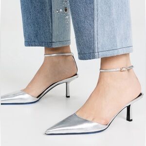 NWT Neous Taliman Silver Ankle Strap Heels